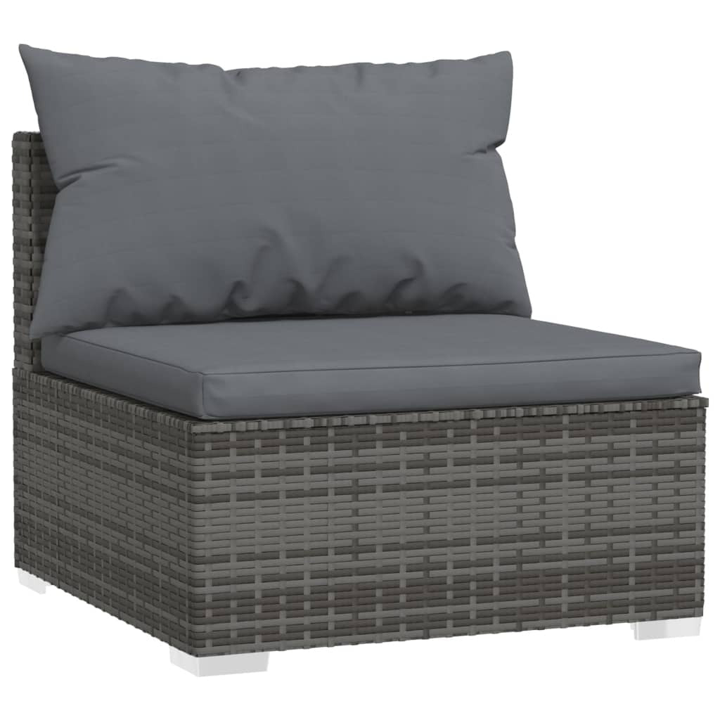 vidaXL 8 Piece Patio Lounge Set with Cushions Poly Rattan Gray - Ultimate Online Deals