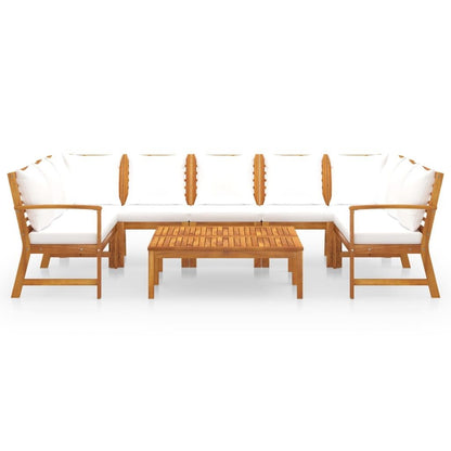 vidaXL 9 Piece Patio Lounge Set with Cushion Cream Solid Acacia Wood - Ultimate Online Deals