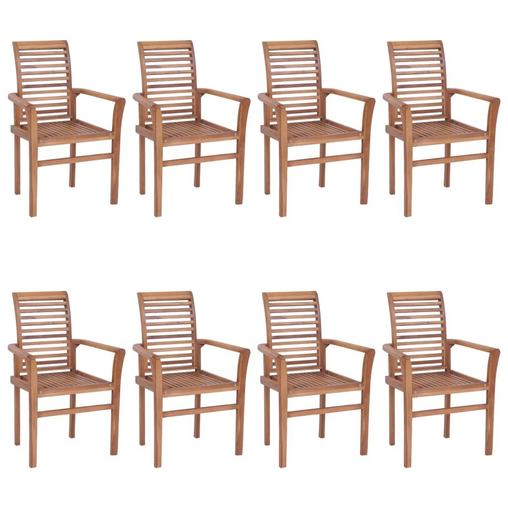 vidaXL Dining Chairs 8 pcs with Beige Cushions Solid Teak Wood - Ultimate Online Deals