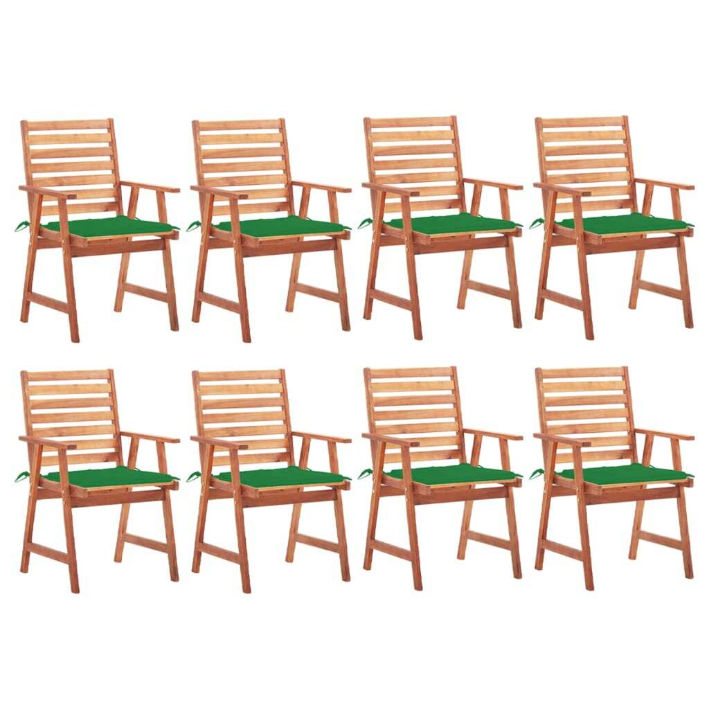 vidaXL Patio Dining Chairs 8 pcs with Cushions Solid Acacia Wood - Ultimate Online Deals