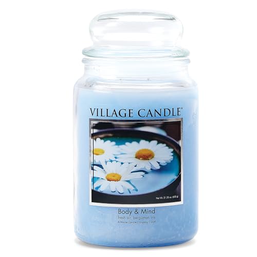 Village Candle Body & Mind (Traditions Collection), Large Glass Apothecary Jar, Scented Candle, 21.25 Oz - Ultimate Online Deals