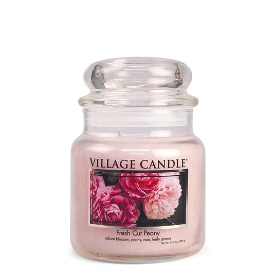 Village Candle Fresh Cut Peony, Glass Jar, Scented Candle, - Ultimate Online Deals