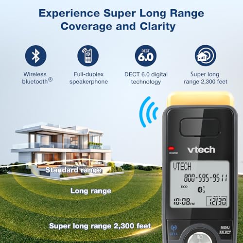 VTech IS8151 - 5 Super Long Range 5 Handset DECT 6.0 Cordless Phone for Home with Answering Machine - Ultimate Online Deals