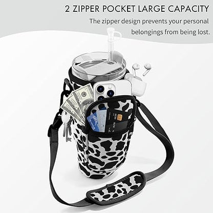 Water Bottle Carrier Bag with Phone Pocket for Stanley Cup 40/30 oz, Water Bottle Holder with Adjustable Strap& Straw Cover, Stanley Cup Accessories - Ultimate Online Deals