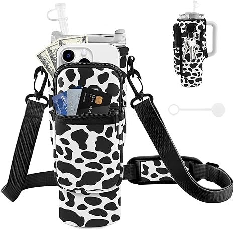 Water Bottle Carrier Bag with Phone Pocket for Stanley Cup 40/30 oz, Water Bottle Holder with Adjustable Strap& Straw Cover, Stanley Cup Accessories - Ultimate Online Deals