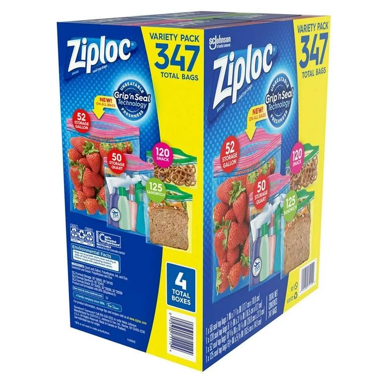 Ziploc 347 Variety Total Bags, 347 Pack, Piece Assortment, clear - Ultimate Online Deals