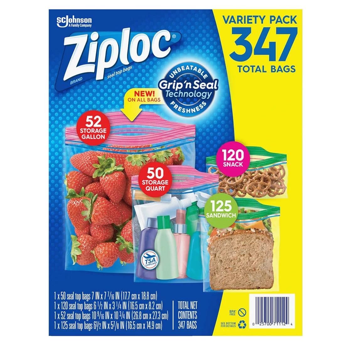 Ziploc 347 Variety Total Bags, 347 Pack, Piece Assortment, clear - Ultimate Online Deals