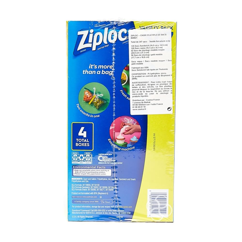 Ziploc 347 Variety Total Bags, 347 Pack, Piece Assortment, clear - Ultimate Online Deals