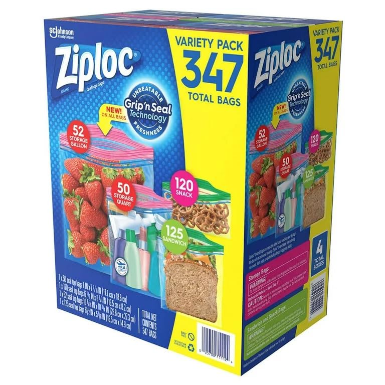 Ziploc 347 Variety Total Bags, 347 Pack, Piece Assortment, clear - Ultimate Online Deals