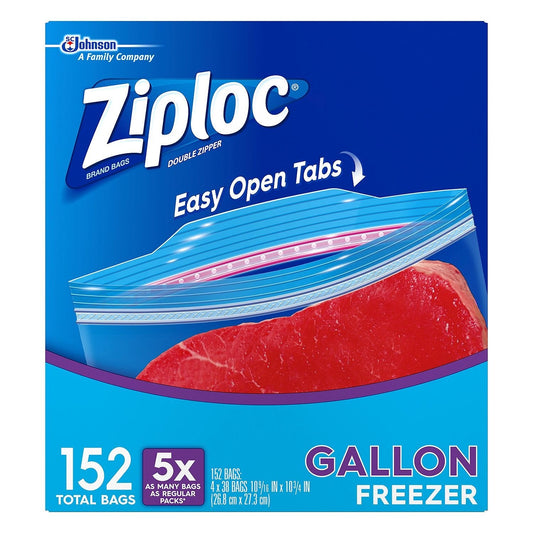 Ziploc Easy Open Tabs Freezer Gallon Bags, 152 Count (Pack of 1) - Ultimate Online Deals